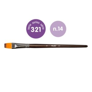 milan 321 pack de 3 pinceles planos numero 14 bolsa con colgador pelo sintetico color madera oscuro