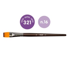 milan 321 pack de 3 pinceles planos numero 16 bolsa con colgador pelo sintetico color madera oscuro