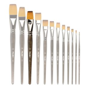 milan 321 pack de 3 pinceles planos numero 20 bolsa con colgador pelo sintetico color madera oscuro