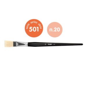 milan 501 pack de 4 pinceles planos numero 20 bolsa con colgador cerda natural color negro