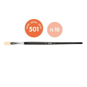 milan 501 pack de 6 pinceles planos numero 10 bolsa con colgador cerda natural color negro