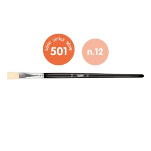 milan 501 pack de 6 pinceles planos numero 12 bolsa con colgador cerda natural color negro