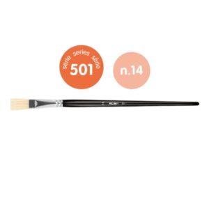 milan 501 pack de 6 pinceles planos numero 14 bolsa con colgador cerda natural color negro