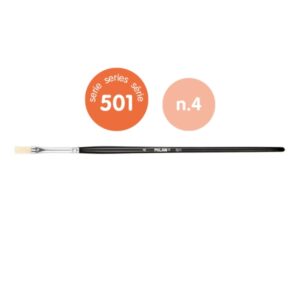 milan 501 pack de 6 pinceles planos numero 4 bolsa con colgador cerda natural color negro