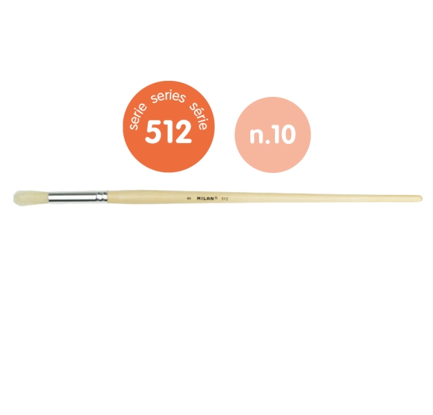 milan 512 pack de 6 pinceles redondos para oleo numero 10 bolsa con colgador cerda natural color madera claro
