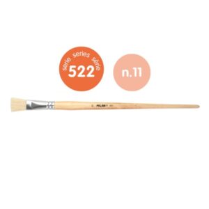 milan 522 pack de 4 pinceles planos para oleo numero 11 bolsa con colgador cerda natural color madera claro