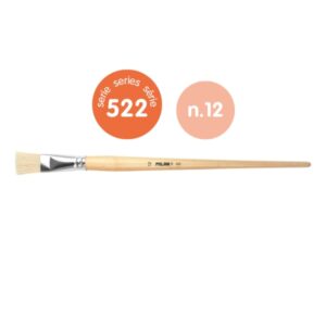milan 522 pack de 4 pinceles planos para oleo numero 12 bolsa con colgador cerda natural color madera claro