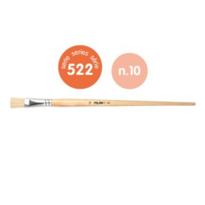 milan 522 pack de 6 pinceles planos para oleo numero 10 bolsa con colgador cerda natural color madera claro