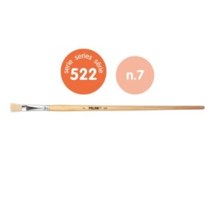 milan 522 pack de 6 pinceles planos para oleo numero 7 bolsa con colgador cerda natural color madera claro