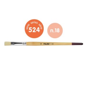 milan 524 pack de 4 pinceles planos numero 18 bolsa con colgador cerda natural mango corto color madera claro