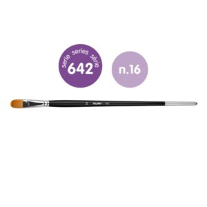 milan 612 premium synthetic pack de 3 pinceles lengua de gato numero 16 bolsa con colgador pelo sintetico mango largo color madera oscuro