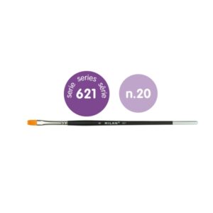 milan 612 premium synthetic pack de 4 pinceles planos numero 20 bolsa con colgador pelo sintetico mango corto color negro
