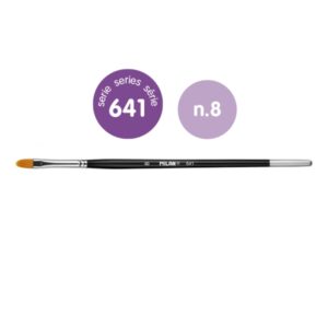 milan 612 premium synthetic pack de 6 pinceles lengua de gato numero 8 bolsa con colgador pelo sintetico mango corto color negro