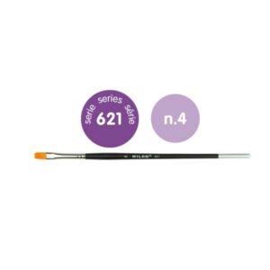 milan 612 premium synthetic pack de 6 pinceles planos numero 4 bolsa con colgador pelo sintetico mango corto color negro
