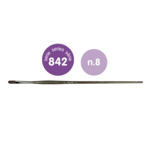 milan 842 pack de 6 pinceles lengua de gato numero 8 bolsa con colgador pelo sintetico mango ergonomico color madera oscuro
