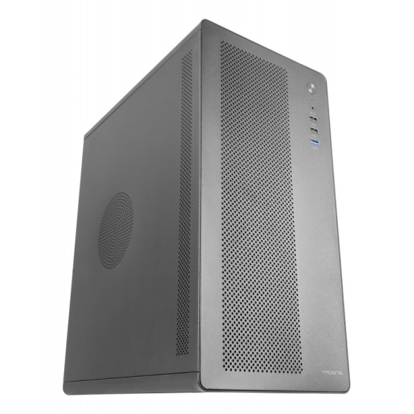 tacens aerom caja minitorre micro atx/mini itx ventilador ultrasilencioso de 120mm panel frontal y lateral de malla estructura metalica puerto de audio/usb a 380x330x189mm color negro