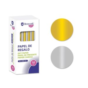 bismark oro/plata rollo de papel regalo medidas 70cmx200cm 2 colores