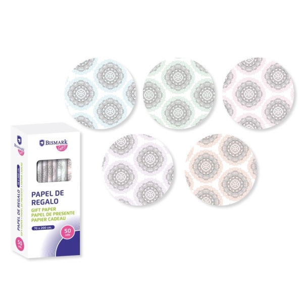 bismark mandalas rollo de papel regalo medidas 70cmx200cm 5 diseños diferentes