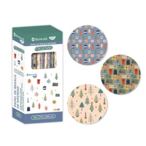 bismark navidad exclusive rollo de papel regalo medidas 70cmx200cm 3 diseños diferentes
