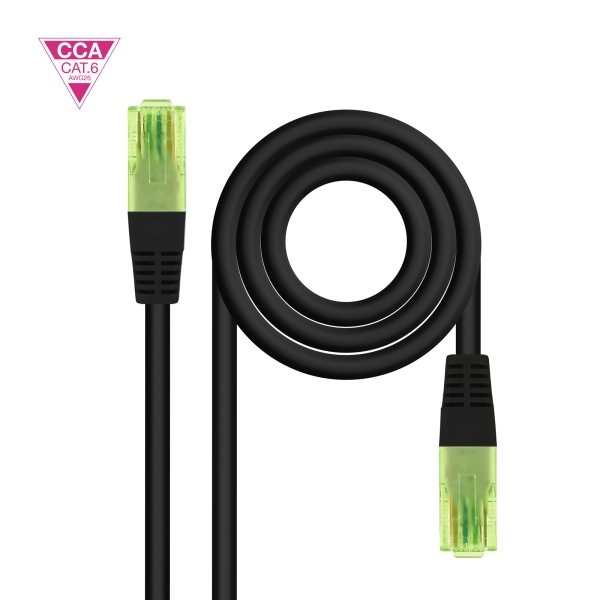 nanocable cable red latiguillo cat.6 utp awg26 cca longitud 0.25m color negro