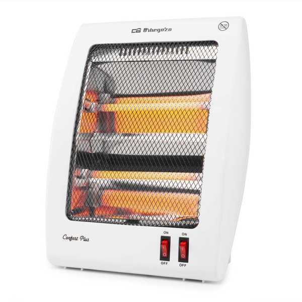 orbegozo bp 5010 estufa de cuarzo potencia 800w seguridad antivuelco 2 niveles de calor reflector protegido recogecables 25.5x9x36.5cm color blanco