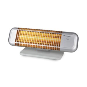 orbegozo bp 0102 estufa de cuarzo potencia 1200w boton antivuelco 2 niveles de calor ruedas de transporte reflector protegido 577x233x167mm color gris