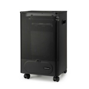orbegozo hbf 50 estufa a gas compacta de llama azul potencia calorifica de 2000w triple sistema de seguridad clase energetica b ruedas y asas de transporte gas butano/propano 35x60x32cm color negro