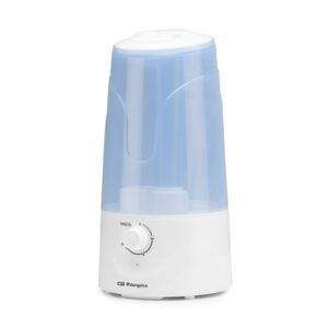 orbegozo hu 2032 humidificador ultrasonico de 300ml/h potencia 25w deposito de 3l purifica y neutraliza malos olores caudal regulable bandeja para aceites aromaticos doble salida de vapor apagado automatico indicador led color blanco y a