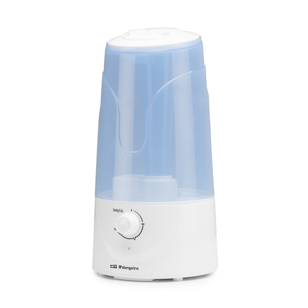 orbegozo hu 2032 humidificador ultrasonico de 300ml/h potencia 25w deposito de 3l purifica y neutraliza malos olores caudal regulable bandeja para aceites aromaticos doble salida de vapor apagado automatico indicador led color blanco y a