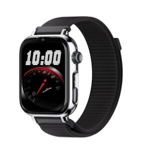 savefamily reloj inteligente smartwatch infantil savewatch plus 2 pantalla amoled carcasa plateada correa tela negra