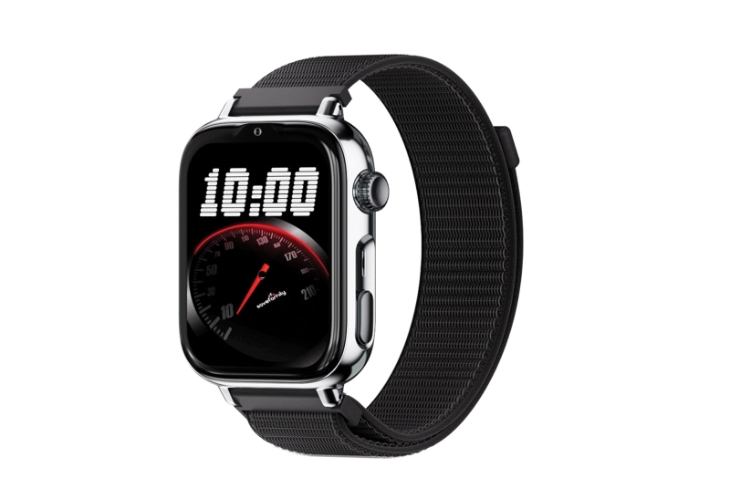 savefamily reloj inteligente smartwatch infantil savewatch plus 2 pantalla amoled carcasa plateada correa tela negra