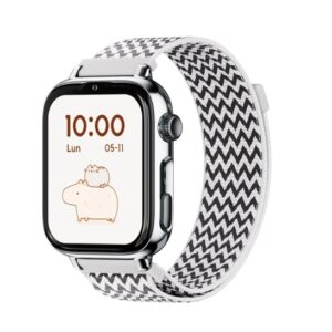 savefamily reloj inteligente smartwatch infantil savewatch plus 2 pantalla amoled carcasa plateada correa tela zigzag