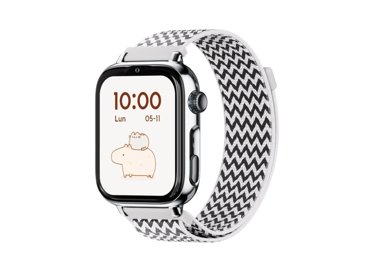 savefamily reloj inteligente smartwatch infantil savewatch plus 2 pantalla amoled carcasa plateada correa tela zigzag