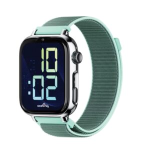 savefamily reloj inteligente smartwatch infantil savewatch plus 2 pantalla amoled carcasa plateada correa tela ocean