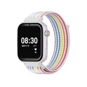 savefamily reloj inteligente smartwatch infantil savewatch plus con gps y llamada ip67 boton sos carcasa blanca correa tela unicornio