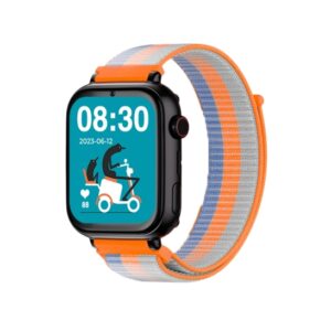 savefamily reloj inteligente smartwatch infantil savewatch plus con gps y llamada ip67 boton sos carcasa negra correa tela naranja