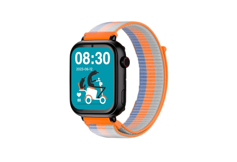 savefamily reloj inteligente smartwatch infantil savewatch plus con gps y llamada ip67 boton sos carcasa negra correa tela naranja