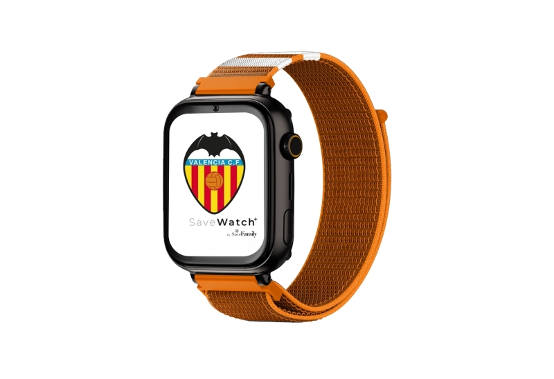 savefamily reloj inteligente smartwatch infantil savewatch plus edicion valencia c.f. con gps y llamada correa tela naranja