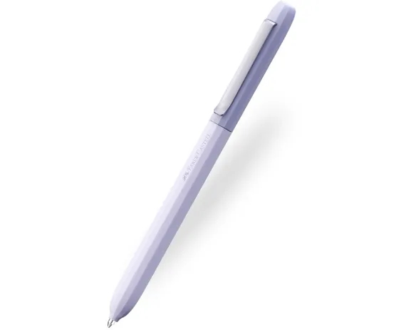 faber castell avori boligrafo de mecanismo giratorio xb 92% de plastico reciclado clip metalico solido color lavanda