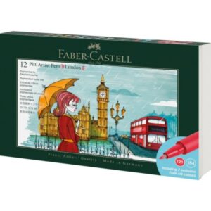 faber castell pitt artist pen brush city collection london estuche con 12 rotuladores punta pincel tinta pigmentada alta resistencia a la luz no traspasa el papel colores surtidos