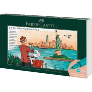 faber castell pitt artist pen brush city collection new york estuche con 12 rotuladores punta pincel tinta pigmentada alta resistencia a la luz no traspasa el papel colores surtidos