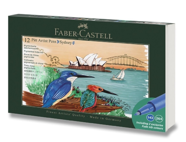faber castell pitt artist pen brush city collection sydney estuche con 12 rotuladores punta pincel tinta pigmentada alta resistencia a la luz no traspasa el papel colores surtidos
