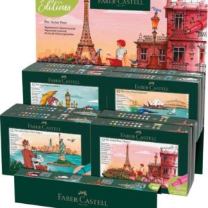 faber castell pitt artist pen brush city collection expositor con 8 estuches con 12 rotuladores punta pincel tinta pigmentada alta resistencia a la luz no traspasa el papel colores surtidos