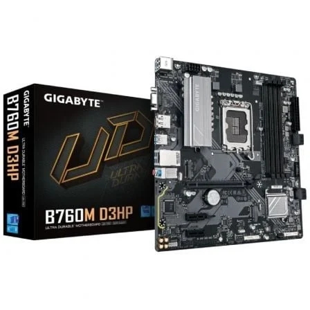 gigabyte b760m d3hp placa base intel lga1700 4x ddr5 m.2, sata, pcie3.0, hdmi, displayport, usb 3.2 microatx