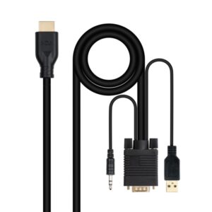 nanocable cable conversor vga a hdmi vga/m hdmi/m + audio 1.8m color negro