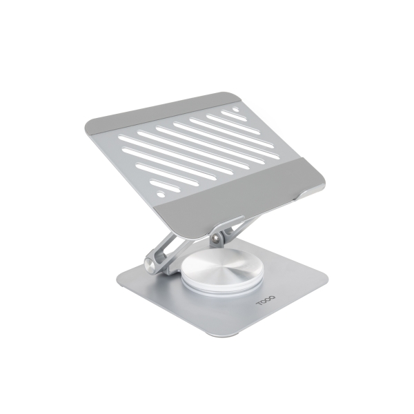 tooq soporte para portatil hasta 13" rotacion 360 plegable y portatil color plata