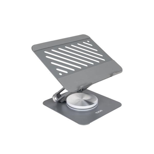 tooq soporte para portatil hasta 13" rotacion 360 plegable y portatil color gris