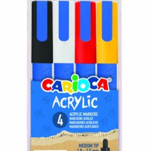 carioca acrylic pack de 4 marcadores de pintura acrilica punta redonda media 1.8 2.5mm tinta a base de agua alta cobertura colores surtidos