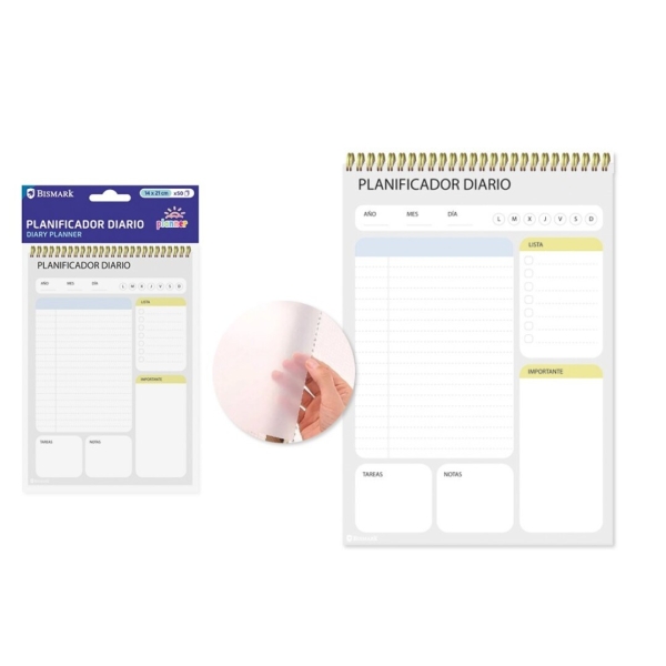 ingraf planificador diario medidas 15x21cm espiral con tapa de polipropileno 50 hojas de 80grs
