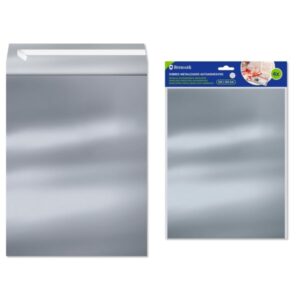 bismark pack de 4 sobres metalizados medidas 324x254mm cierre autoadhesivo ideal para regalos color plata